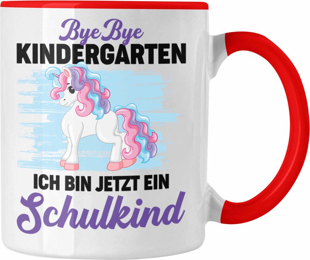 Trendation - Bye Bye Kindergarten Einschulung Mädchen Geschenk Tasse Schulstart 1. Schultag Schuleinführung Schulanfang Geschenkidee 2022 Schulki...