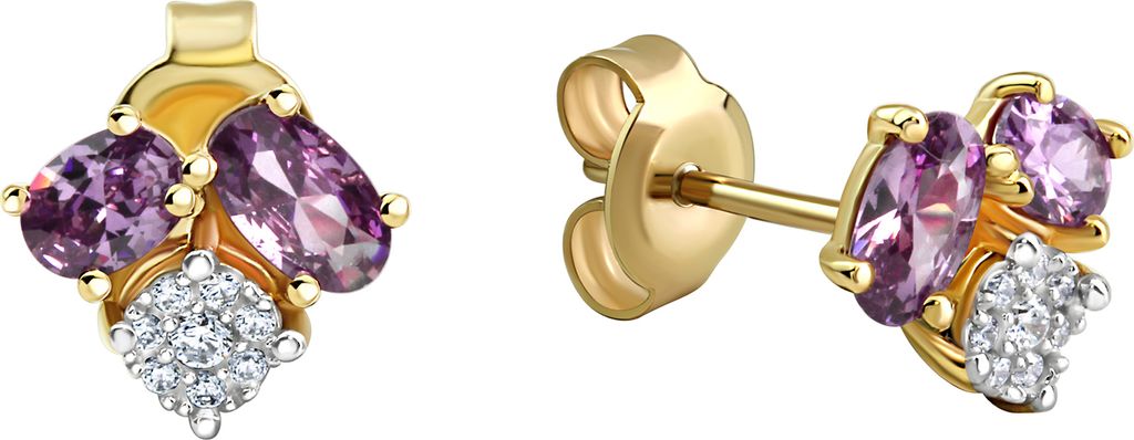 Fascination by Ellen K., F Ohrringe 375/- Gold 0,8cm gelb Amethyst lila 471320001-2