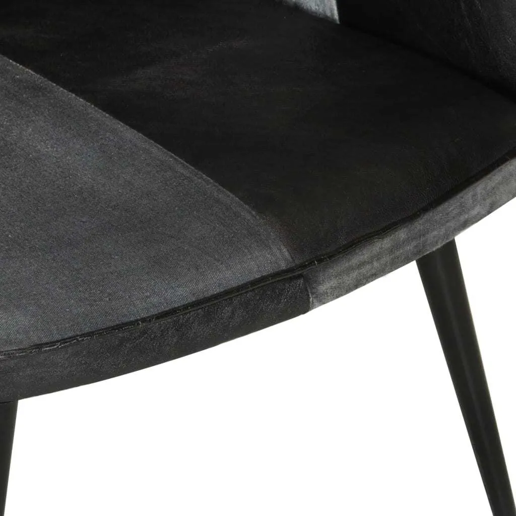 Fauteuil à oreilles en cuir véritable bicolore avec assise confort - 9