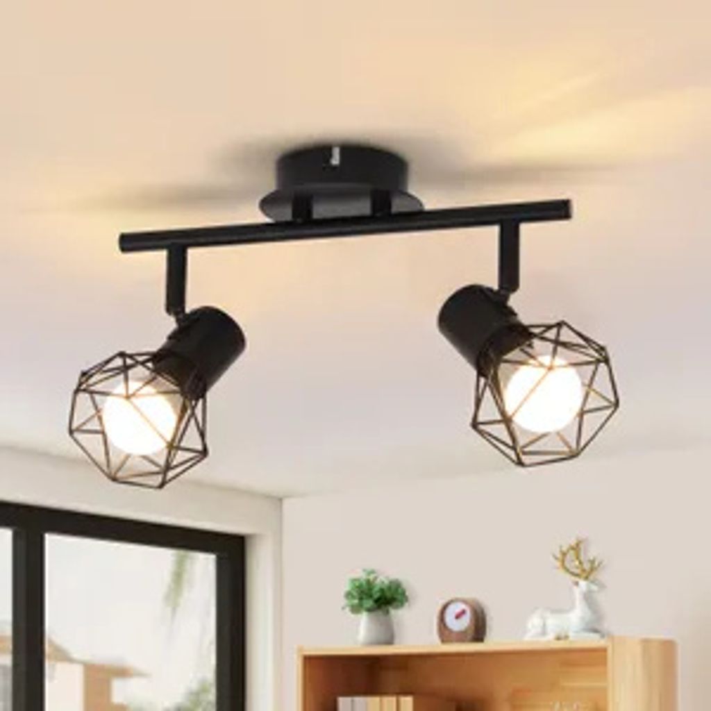 ZMH reflektor sufitowy 2 płomienny Czarny E14 Styl Vintage Zdjęcie produktu 