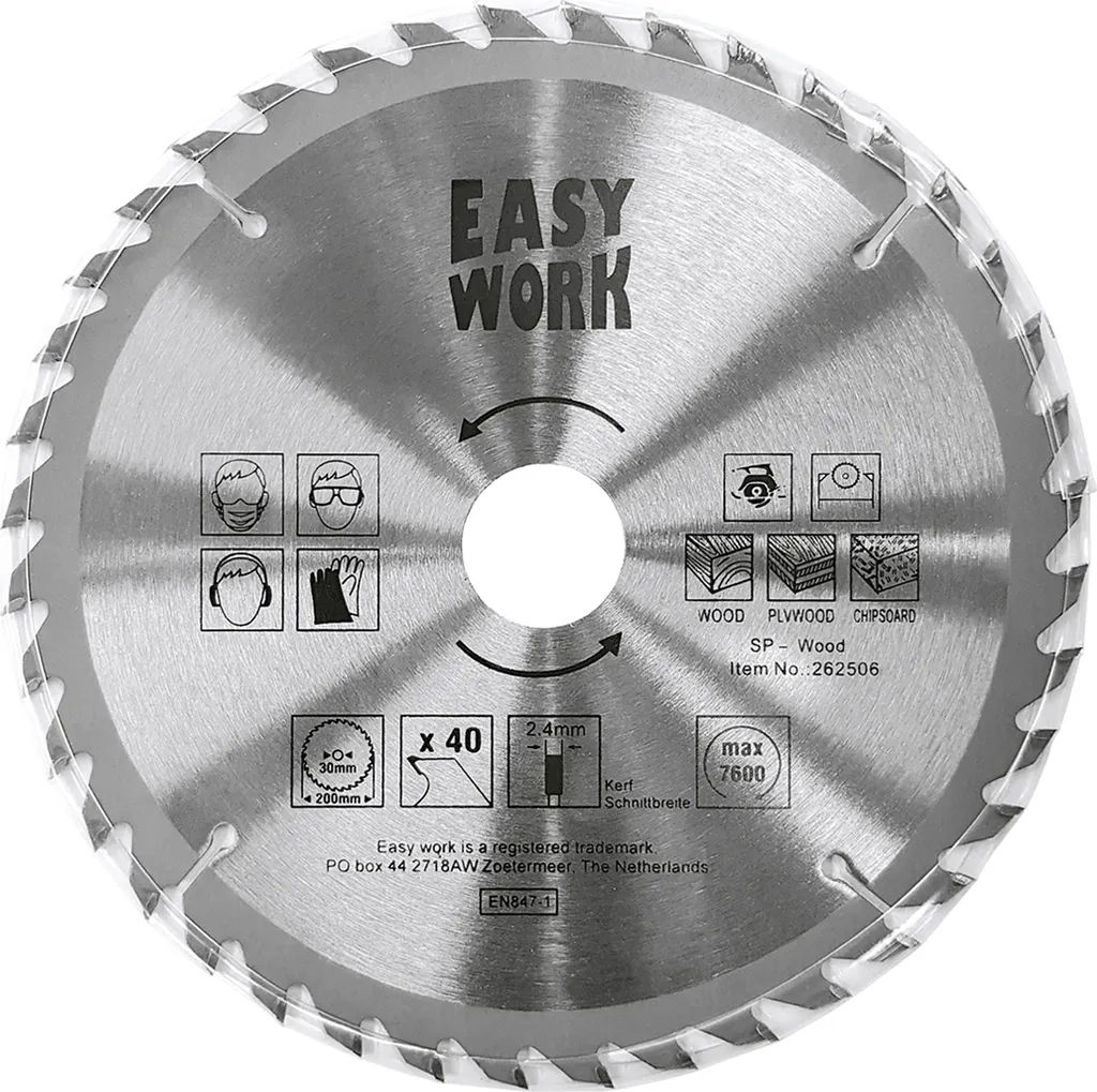 Easy Work 73625 Lame de scie circulaire Ø 250 mm 40 dents argentée