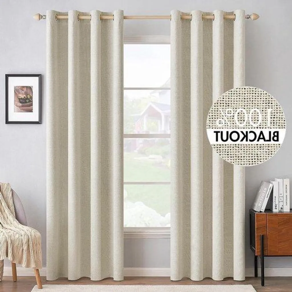 Rideaux isolants thermiques contre le froid - Lot de 2 Crème 140x245