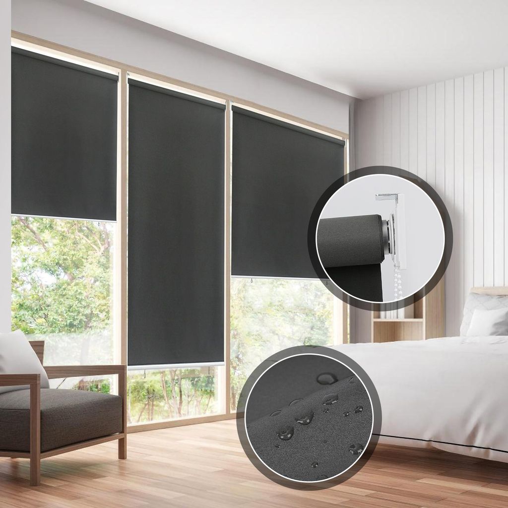 Faziango 2er Set Senkrechtmarkise 180x240 cm Balkonmarkise Dunkelgrau Sichtschutz Sonnenschutz UV beständig wasserdicht Balkon Terrasse