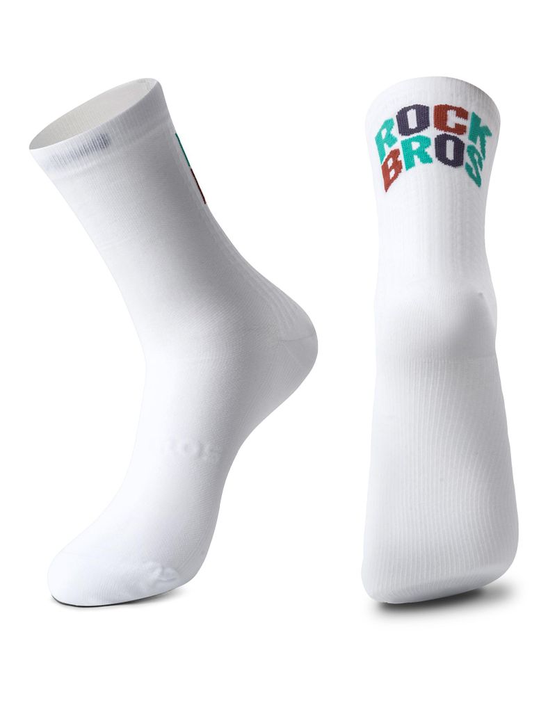 ROCKBROS 1 Paar Fahrradsocken Atmungsaktiv Schnelltrocknend Socken für Radsport MTB Outdoor Herren Damen Weiß M