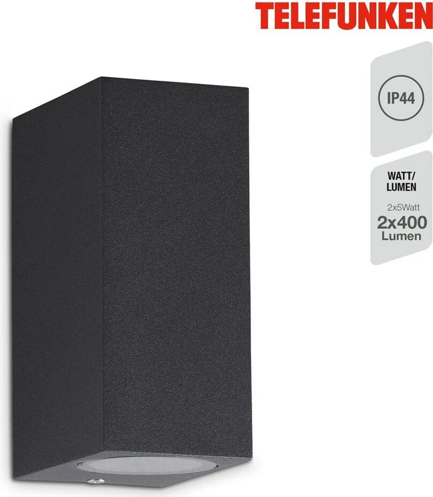 Applique LED IP44 Soria en métal anthracite avec 2 ampoules GU10 incluses