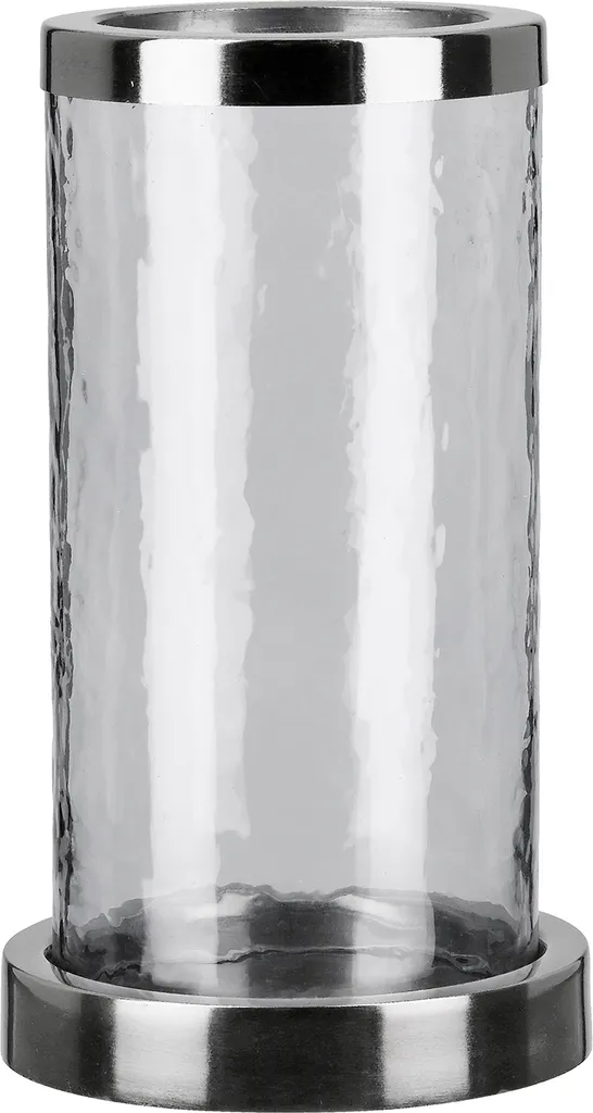 Grand Photophore Design en Verre et Métal 18x27,5 cm Gilde Smoke Gris