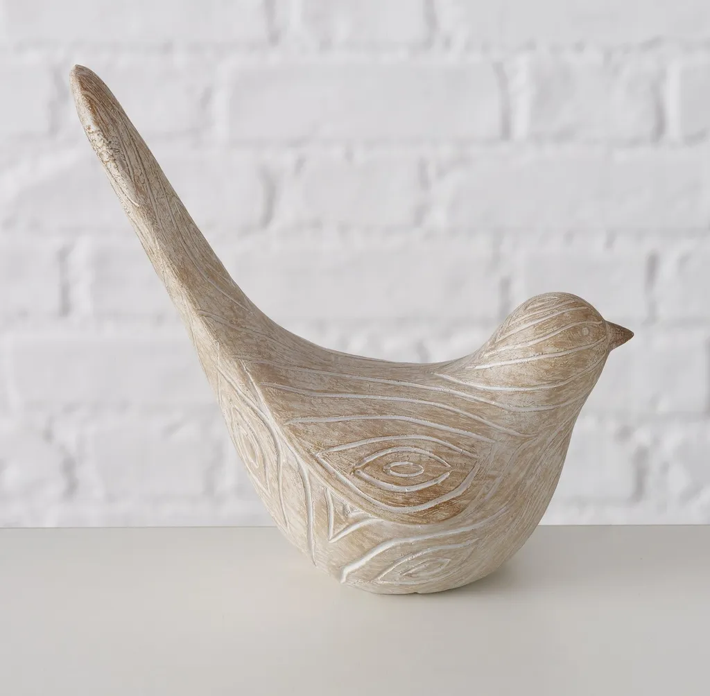 Duo d'oiseaux décoratifs KARIMO en polyrésine - Finition artisanale 2 psc