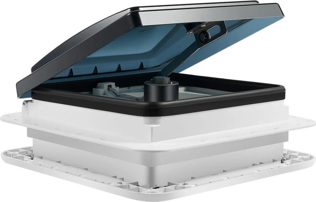 Wohnmobil/Wohnwagen Dachlüfter - Dachentlüfter mit LED - Ausschnitt 28×28 cm - 12 V - Geräuscharm 20–65 dB - Luftstrom 5–35 m³/min - Weiß