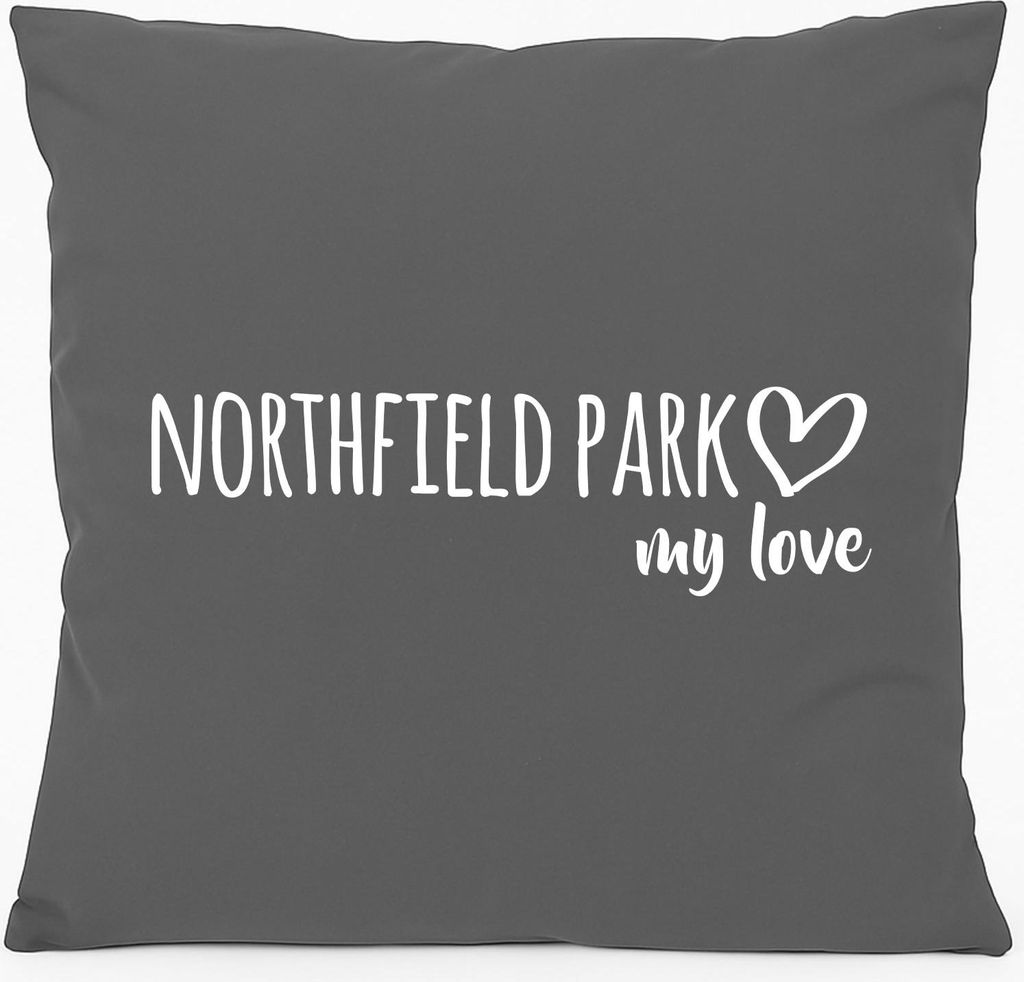 Huuraa Kissen Northfield Park my love 40x40cm mit Füllung Steel Grey Baumwolle Dekokissen Geschenkidee