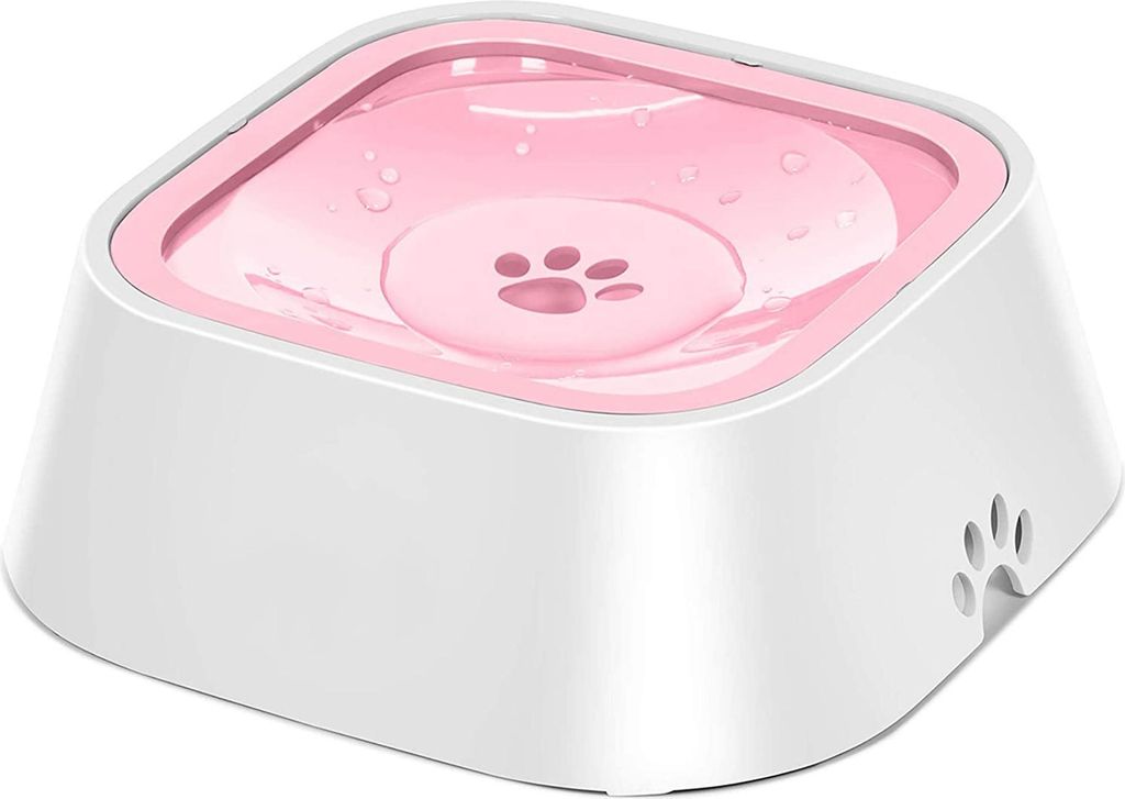 Wassernapf für Hunde, 1.5L Wassernapf Auslaufsicher für Katzen/Hunde, Trinknapf Hund Anti Schlabber für die Reise/unterwegs/zu Hausepink