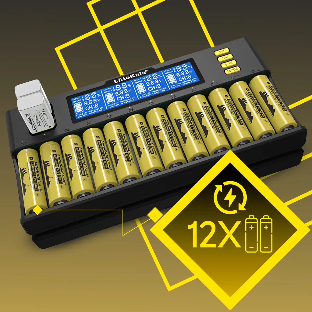 Chargeur Rapide 12 Emplacements pour Piles Rechargeables AA AAA 9V - 11