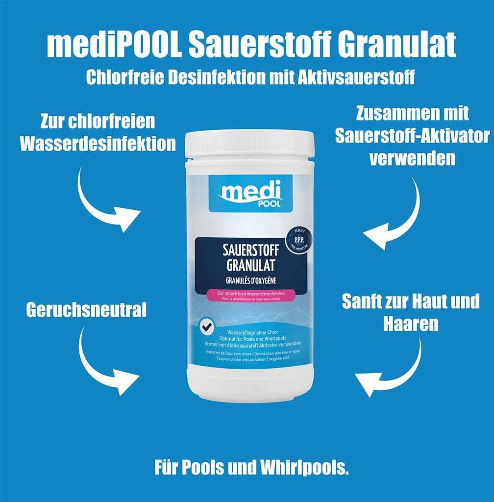 Mega Sparset XL mediPOOL Sauerstoff Granulat 6x 1 kg und Produktbild 