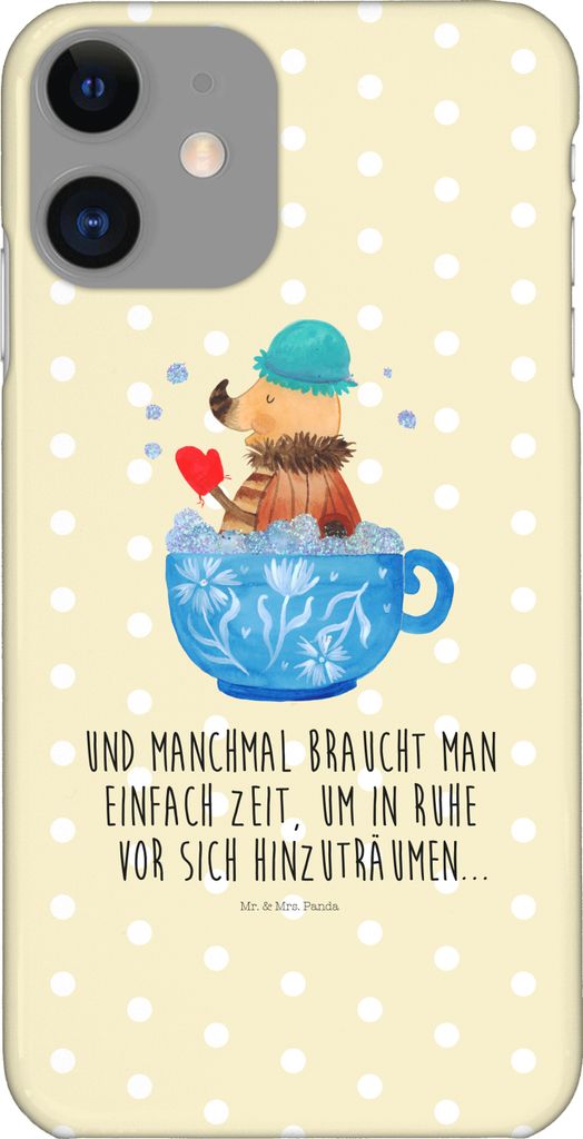 Mr. & Mrs. Panda Iphone 11 Handyhülle Nachtfalter Schaumbad - Gelb Pastell - Geschenk, Badezimmer, WC, Ziele, Gute Laune, Hülle, Bad, Handy Schut...