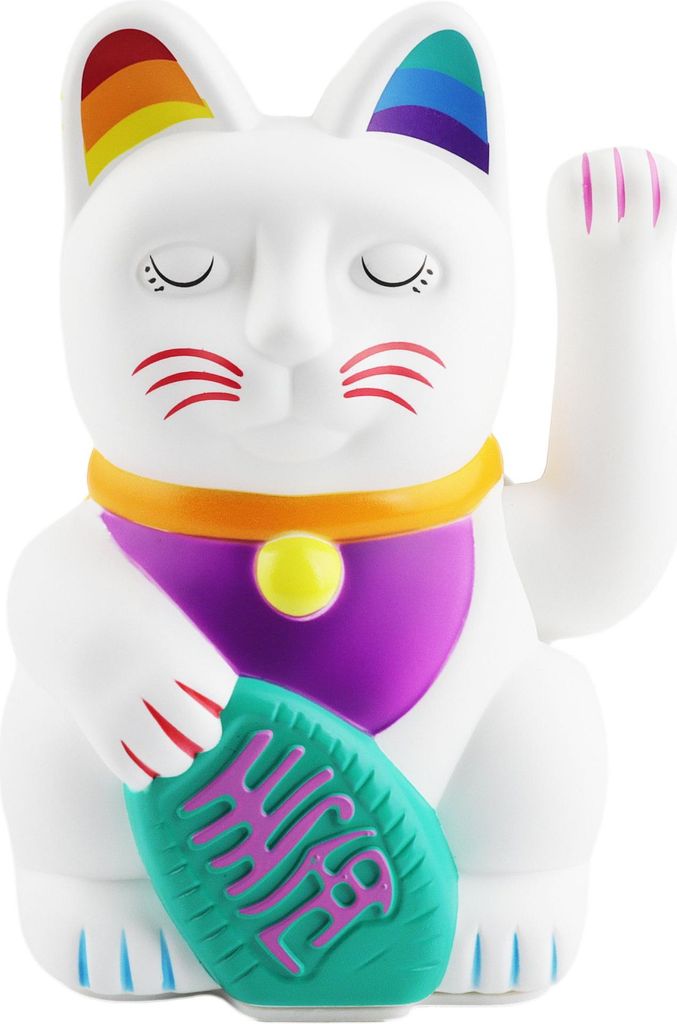 Glückskatze Angry Cat Maneki-neko Regenbogen Rainbow 15cm Produktbild 