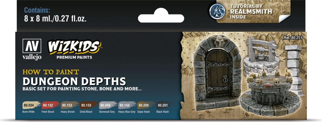 Vallejo Verlies-Tiefen 80251 8x 8ml WizKids Premium Airbrush Farben Fantasie-Miniaturen