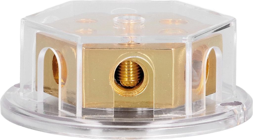 Verteilerblock, Erdungskabel, negativer Splitter, 2 x 0 Gauge in 4 x 4 Out, Sicherungshalter für Auto-Audio-Verstärker