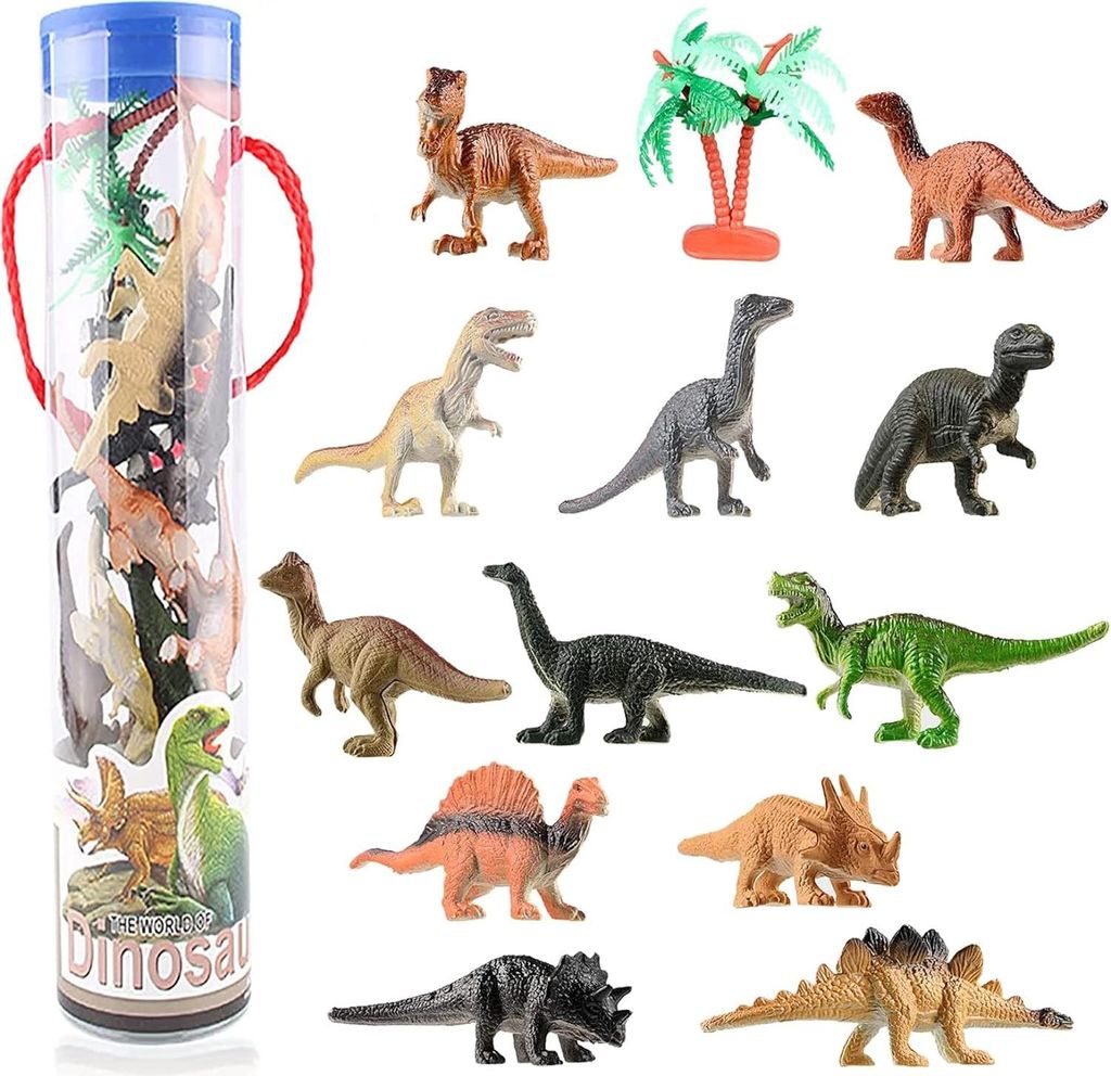 12-teiliges Mini-Dinosaurierfiguren-Set, Dinosaurier-Spielset, Dinosaurier-Spielzeug, realistisch aussehende Dinosaurierfiguren, Spielzeuggeschenke...