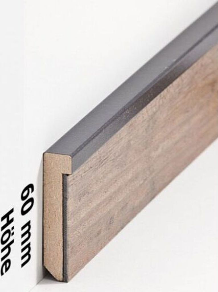 Sockelleiste MDF 13 x 60 x 2500 mm Schwarz zum Kleben, Schrauben & Nageln MDF-Kern foliert Fußleiste für Vinylboden by PROVISTON 2.5 Meter | 1 St...