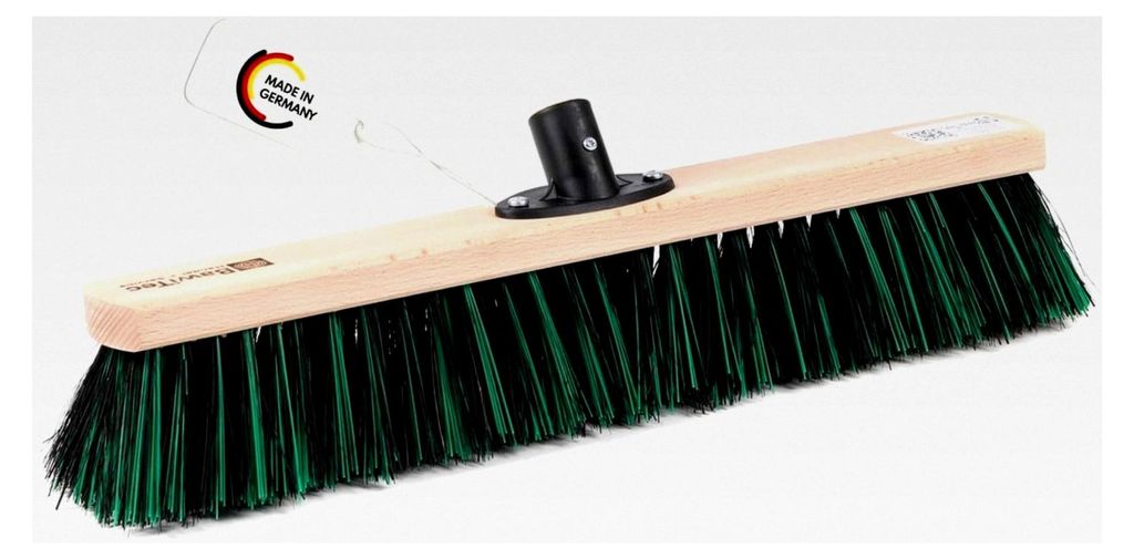 Allzweckbesen BawiMix mit Kunststoffhalter und Holzstiel, Gartenbesen, Straßenbesen, Arenga-Mischung grün (50cm ohne Stiel)