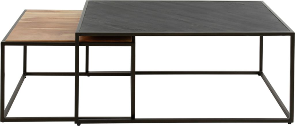 KAWOLA Couchtisch NUKA Set 2-tlg. Schiefer schwarz / braun