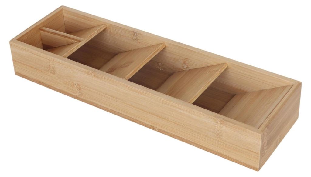 Organizér na příbory Relaxdays, 5 přihrádek, úsporný Obrázek produktu 