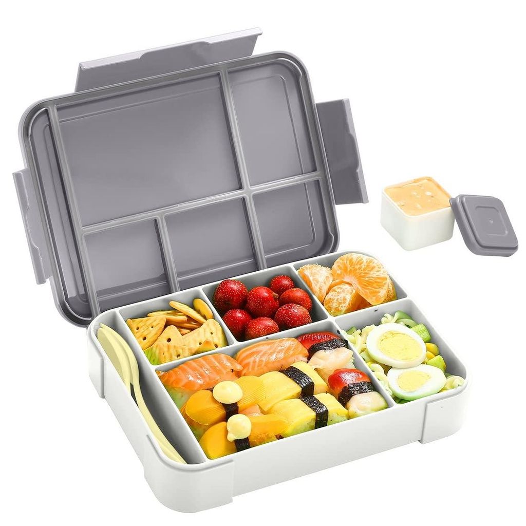 Lunchbox für Kinder mit Fächern – 1300 ml BPA-freie Bento-Box, auslaufsicher mit 5 Fächern, Snackbox für Erwachsene, Mädchen und Jungen, mik...
