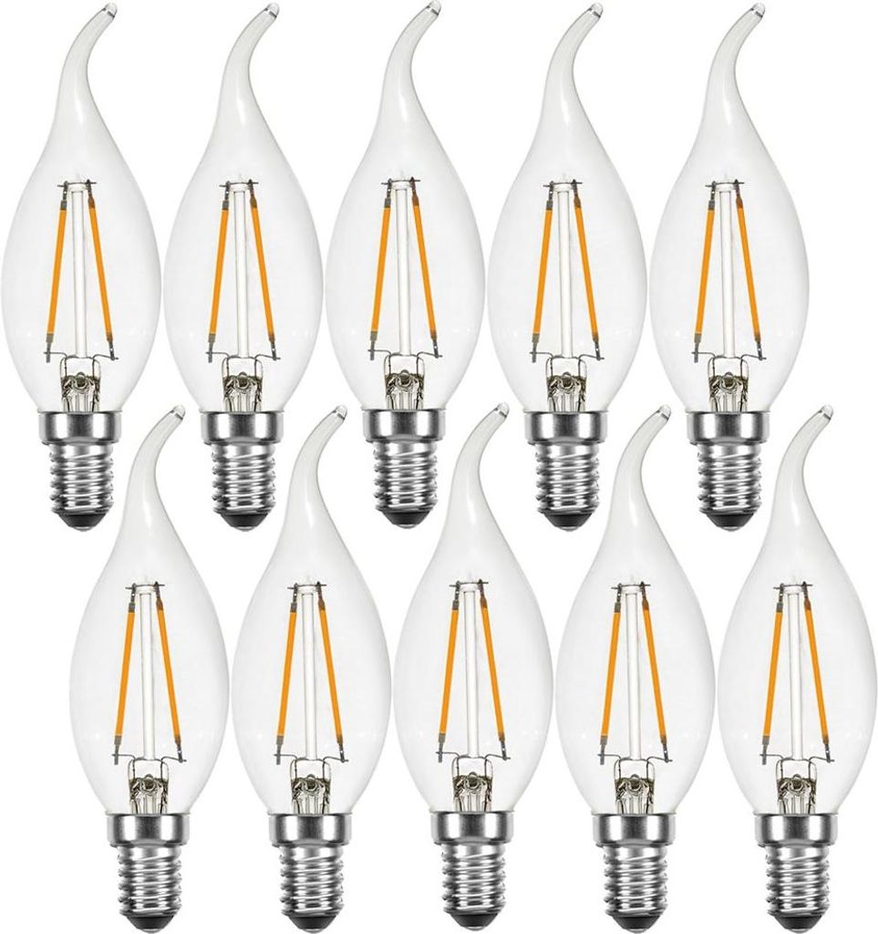 10 x LED Filament Kerze Windstoß 2W wie 25W klar E14 220lm Productafbeelding 