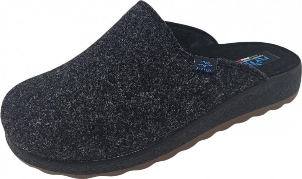 Fly Flot Herren Hausschuh Wollfilz Pantoffel mit Anti Shock Funktion 220082, Größe:44 EU, Farbe:Schwarz