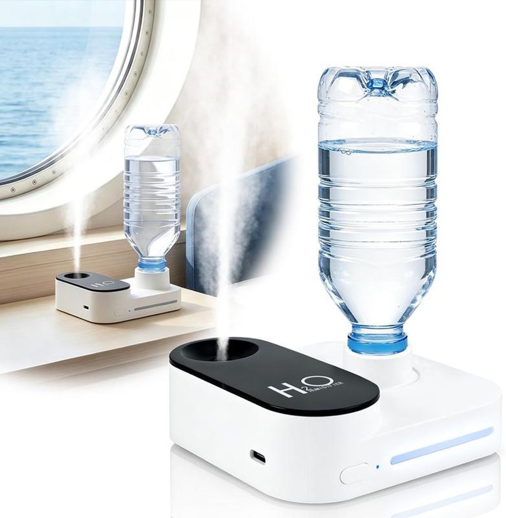 Luftbefeuchter, Mini Luftbefeuchter tragbar, Flaschen-Humidifier, 1200mAh Akku, 2 Modi, flüsterleise, Nachtlicht & Auto-Off – für Reise, Büro,...