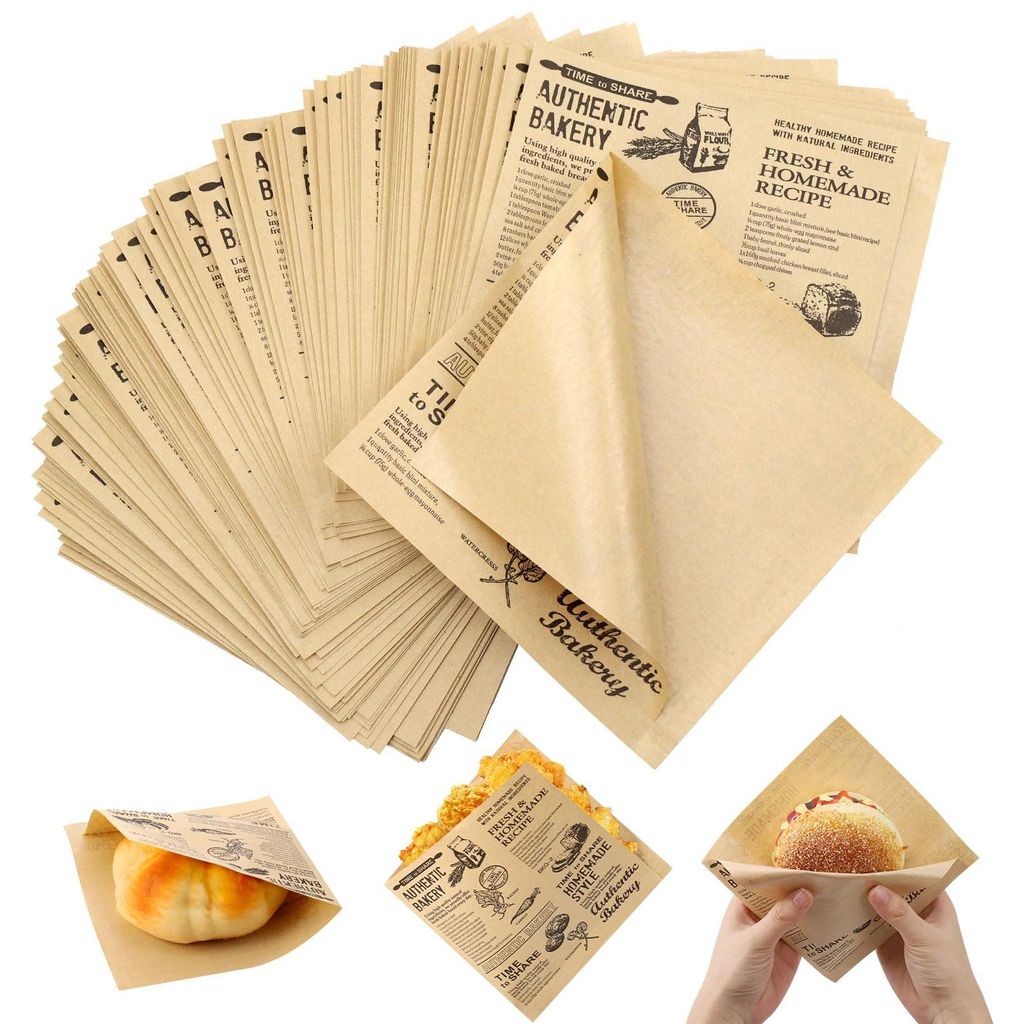 200 Blatt Backpapier in Zeitungsoptik, Frittierpapier für Körbe, Blätter Feinkostpapier, dickes Hamburgerpapier mit Aufdruck, Butterpapier, Brot...