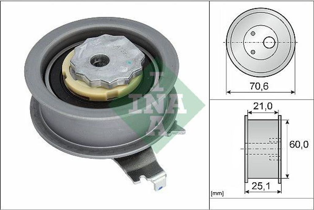 INA 531 0940 10 Spannrolle, Zahnriemen OE 04E109479H kompatibel mit A1 GB, A3 8V, A3 8Y, Q2, Q3, Arona, Ateca, Ibiza, Leon, Tarraco, Kamiq, Karoq, ...