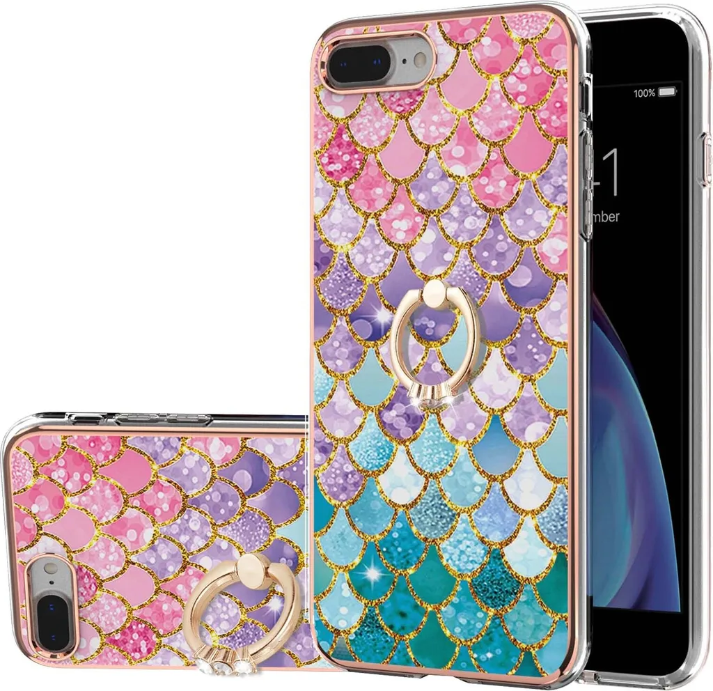 Custodia Chic iPhone 8 Plus con Anello e Fantasia Floreale Colorata