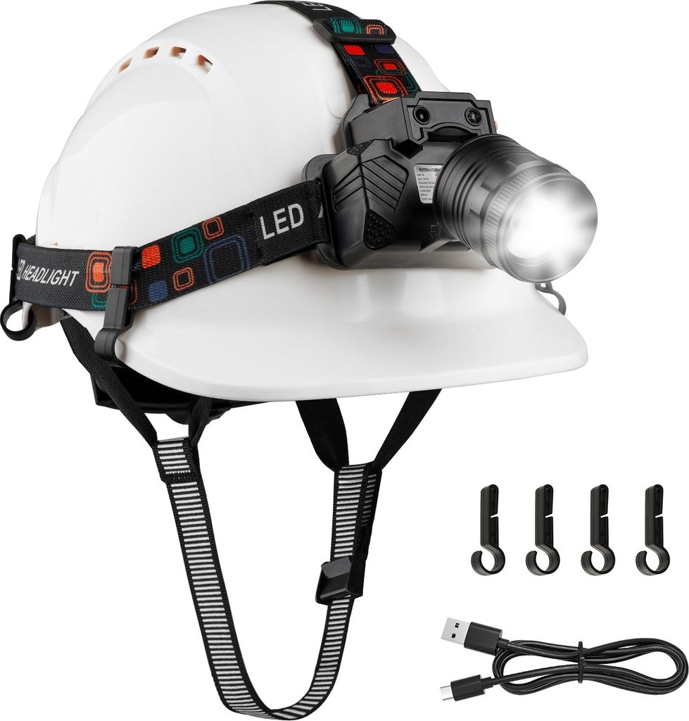 Mustbau GM16-HL Schutzhelm mit LED, Bauhelm für Erwachsene, mit Gestensensor-LED-Licht, Lange Batterielebensdauer Geeignet für Baustellen, Nachta...