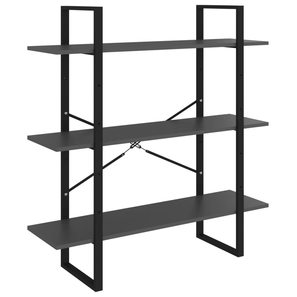 vidaXL Bücherregal Grau 100x30x105 cm Holzwerkstoff