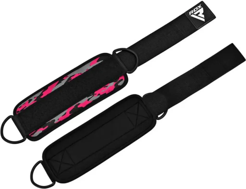 Sangles de Cheville Musculation Rose RDX A4 pour Poulie Basse Paire