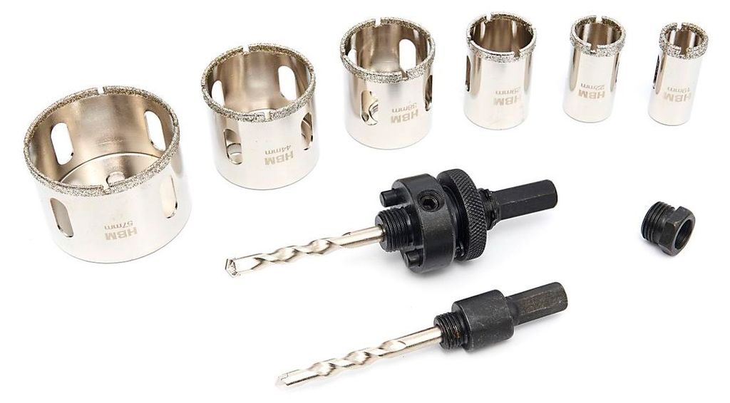 HBM 11-teiliges Profi-Diamant-Lochsägen-Set 19 - 57 mm