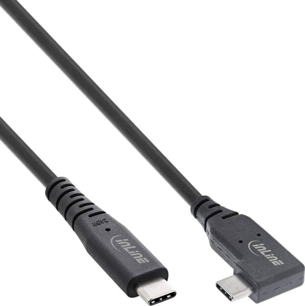 Câble USB4 Coudé : Finis les câbles pliés ! 240W et Vidéo 8K60Hz InLine 1m