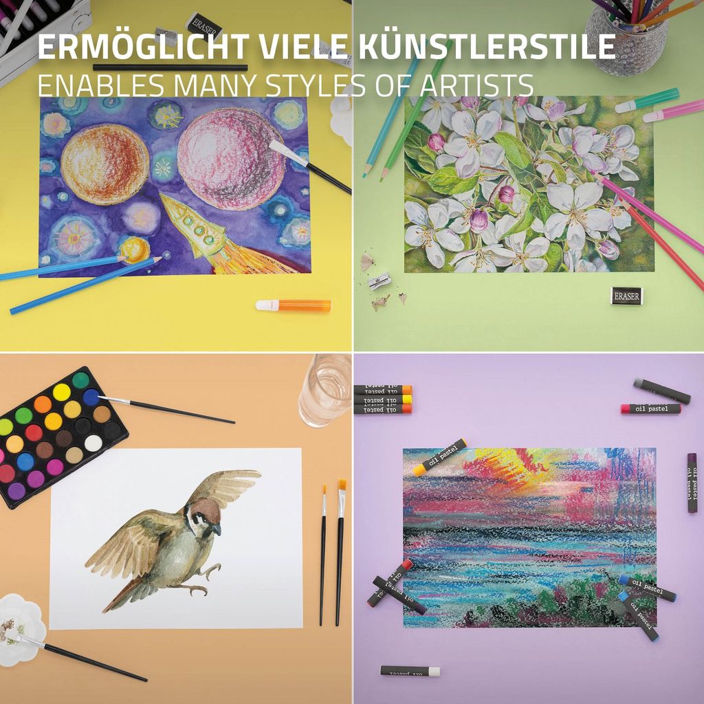 ECD Germany Malset mit Alu-Koffer, 145-Teilig, 34x24,5x9 Produktbild 4