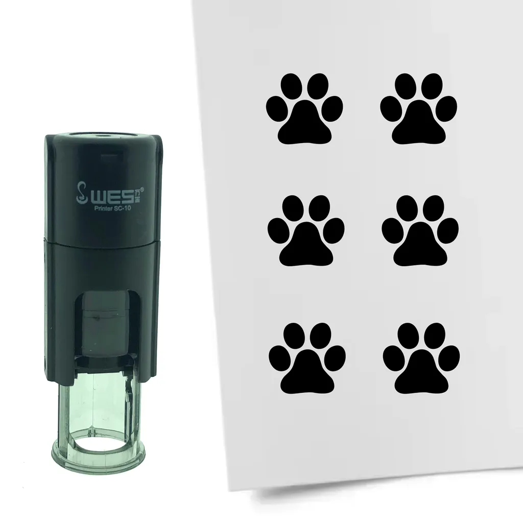 Timbro CombiCraft Dog Paw of Dog rotondo da 10 mm - inchiostro nero