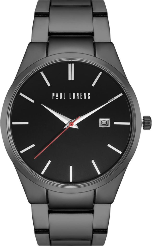 Quarz Uhr PL20015B1A5, 40mm rundes Edelstahl Gehäuse, 7mm Dicke, Schwarz