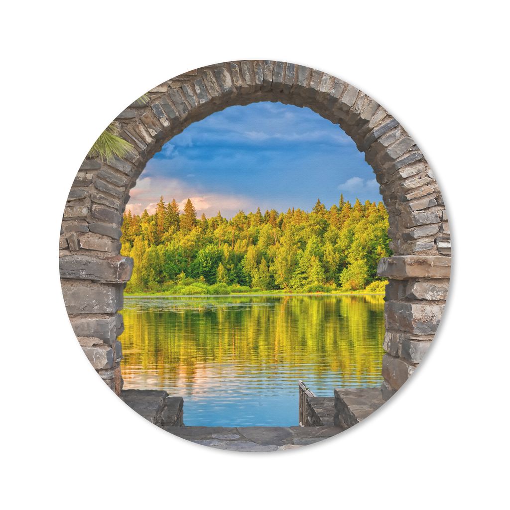 MuchoWow Mauspad Mousepad Bäume - Wald - Wasser - Aussicht 30x30 cm - Mousepads - Maus Mat - Pad - Mausunterlage - Tischunterlage - Schreibtisch...