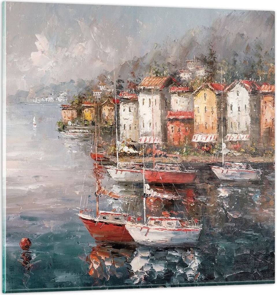 Bilder auf glas - Einteilig - Meer Hafen Segel - 30x30cm - Glasbilder - Wandbilder - Bilder - zum Aufhängen bereit - Wanddekoration aus Glas - Gla...