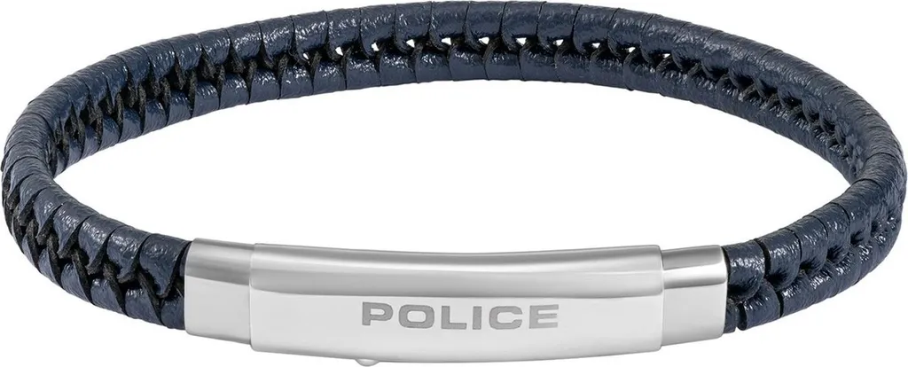 Bracelet cuir bleu foncé et acier inoxydable Police Indy II homme