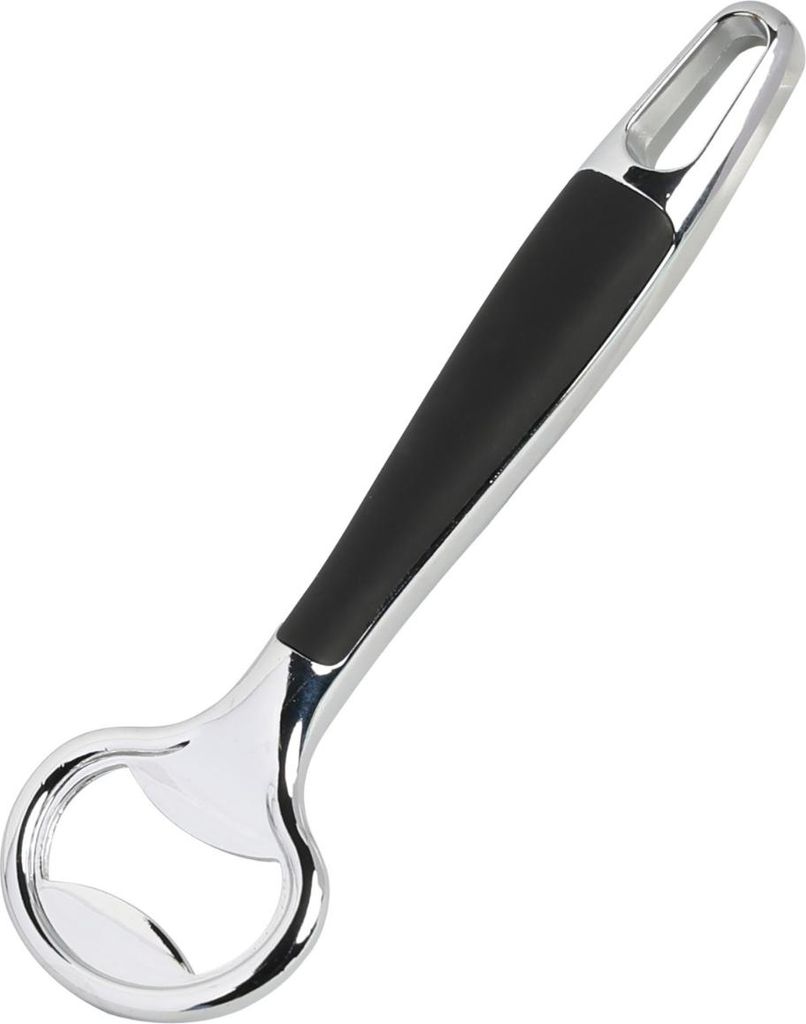 KESPER 90469 Flaschenöffner aus Edelstahl & Kunststoff, silber/schwarz