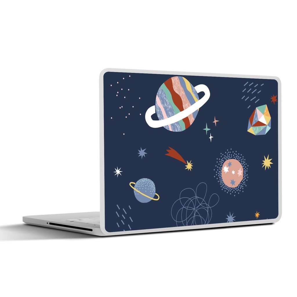 MuchoWow Laptop Aufkleber Sticker Cover Kinderzimmer - Weltraum - Planeten 30x22 cm - Laptop-Sticker