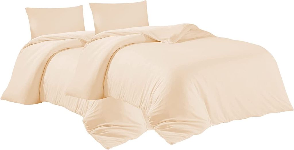 Bettwäsche 2er 135x200 + 2er 40x80 cm Beige Bettbezug Baumwolle, 4-teilig