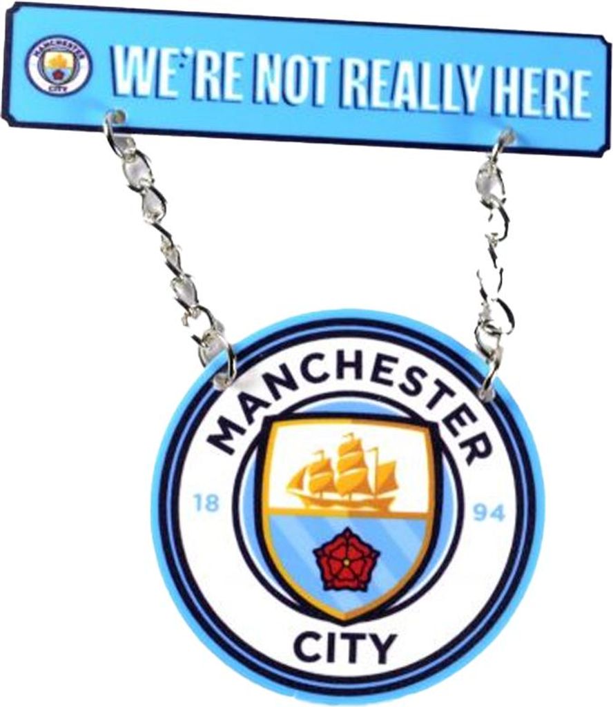 Manchester City FC - "Hanging" Straßenschild Kühlschrank-Magnet BS6454 (Einheitsgröße) (Himmelblau/Weiß)