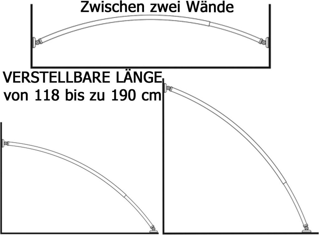 ALU AUSZIEHBAR Oval Winkelstange + 2 Schrägwand Adapter Produktbild 