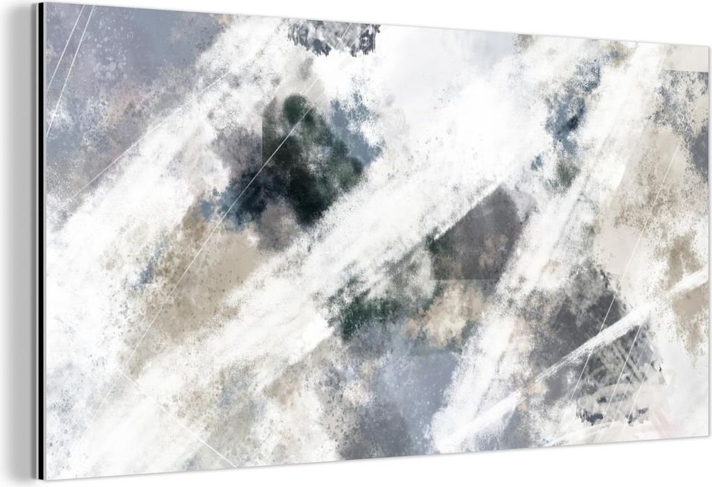 MuchoWow Wanddekoration Metall Metallbild Wandkunst 120x60 cm Kunst - Muster - Grau - Weiß MuchoWow Aluminium Gemälde - Metalbilder