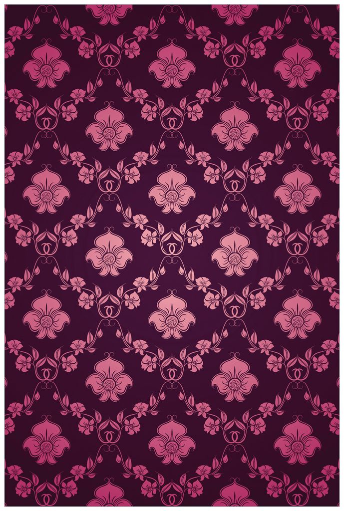 Wallario Wandbild aus Acryl, 90 x 60 cm, freischwebende Optik - Blumenmuster Damast in pink lila